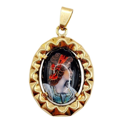 Pendentif Pendentif Art nouveau en or rose 18k avec plaque émaillée 58 Facettes A05510