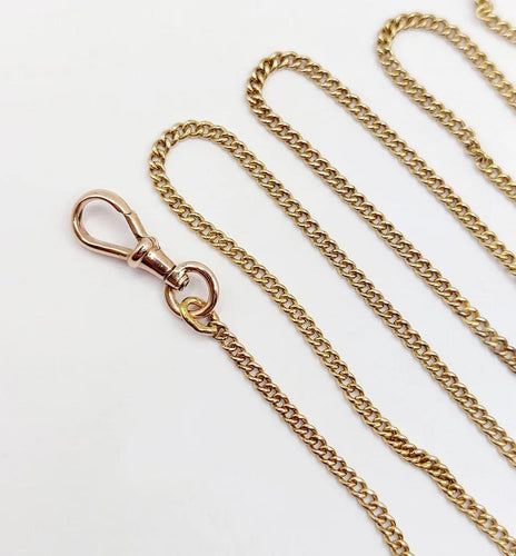 Collier Chaîne sautoir antique en or jaune 14K à mailles gourmette 58 Facettes A05536