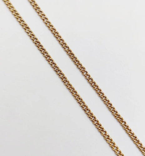 Collier Chaîne sautoir antique en or jaune 14K à mailles gourmette 58 Facettes A05536