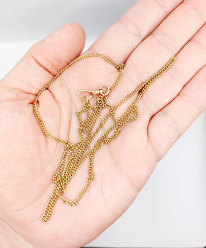 Collier Chaîne sautoir antique en or jaune 14K à mailles gourmette 58 Facettes A05536