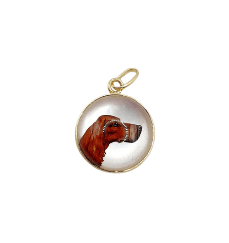 Pendentif Pendentif tête de chien en or jaune 18k et cristal d'Essex (circa 1890) 58 Facettes A05539