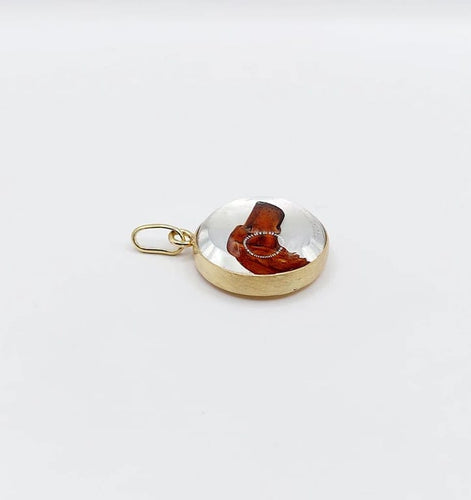 Pendentif Pendentif tête de chien en or jaune 18k et cristal d'Essex (circa 1890) 58 Facettes A05539