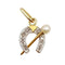 Pendentif Pendentif fer à cheval en or jaune 18k et platine, diamants et perle 58 Facettes A05741