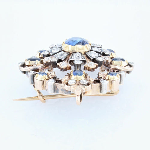 Pendentif Bijou ancien - Broche/Pendentif transformable en or jaune et argent, saphirs et diamants 58 Facettes 22-062