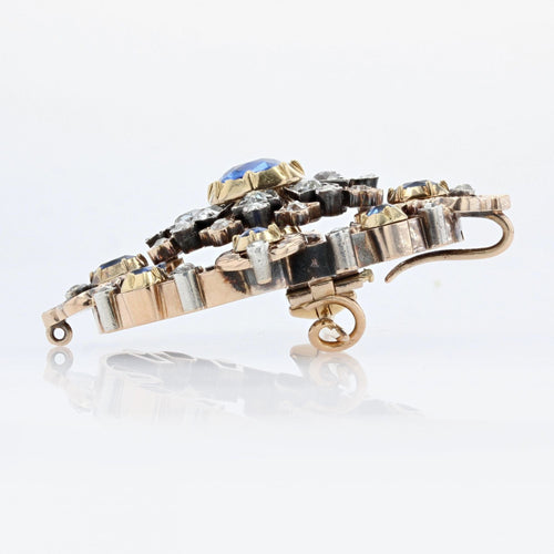 Pendentif Bijou ancien - Broche/Pendentif transformable en or jaune et argent, saphirs et diamants 58 Facettes 22-062