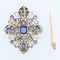 Pendentif Bijou ancien - Broche/Pendentif transformable en or jaune et argent, saphirs et diamants 58 Facettes 22-062