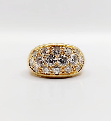 Bague 53 Bague jonc bombée en or jaune 18k sertie de diamants 2,20 ct 58 Facettes A06334