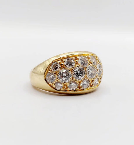 Bague 53 Bague jonc bombée en or jaune 18k sertie de diamants 2,20 ct 58 Facettes A06334