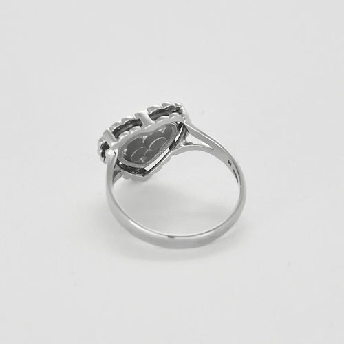 Bague 55 Bague Cœur qui Bat en or blanc 18K et diamants 58 Facettes LP1420/