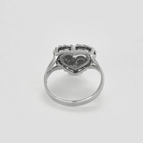 Bague 55 Bague Cœur qui Bat en or blanc 18K et diamants 58 Facettes LP1420/