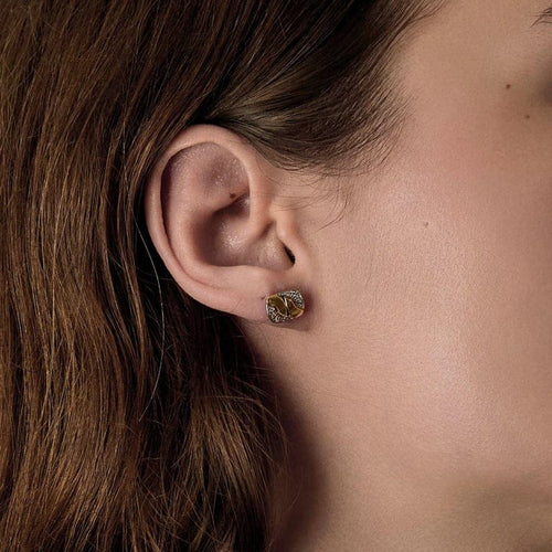Boucles d'oreilles Guy Laroche - Boucles d'oreilles puces deux ors 750 et diamants 58 Facettes LP1418/