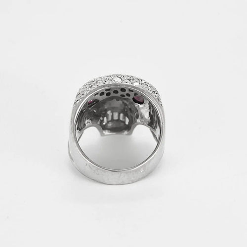 Bague 57 DE GRALIE Insoumise - Bague Rock’n’Roll en or blanc, diamants et rubis 58 Facettes LP1428/