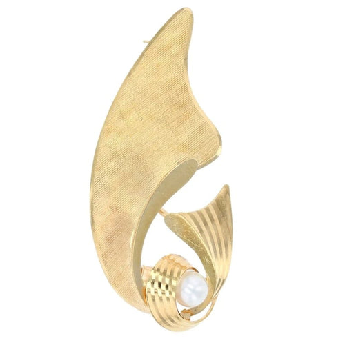 Broche Broche nœud vintage en or jaune 18 carats et perle de culture 58 Facettes CVBR19B