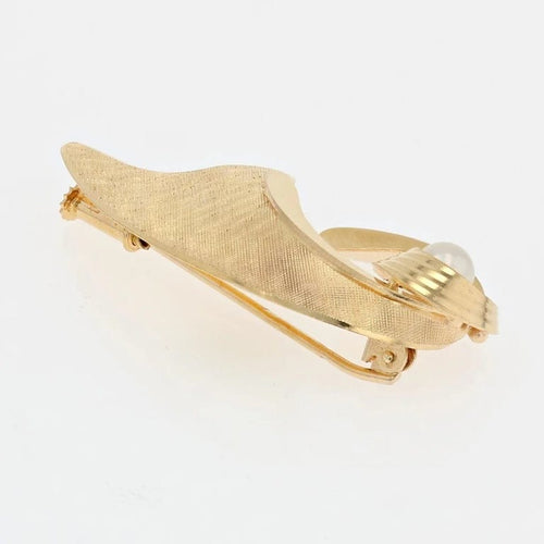 Broche Broche nœud vintage en or jaune 18 carats et perle de culture 58 Facettes CVBR19B