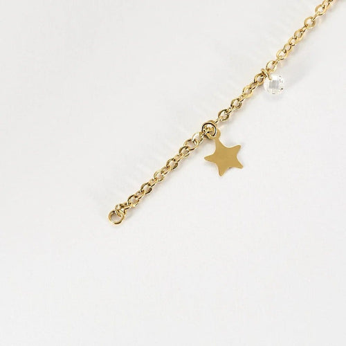 Collier Chaîne de cheville - Maille forçat plate en or jaune 18 carats et topazes 58 Facettes LP1389/
