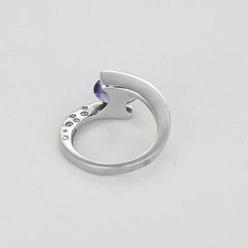 Bague 52 PERMALE - Bague en or blanc 18 carats avec tanzanite et diamants 58 Facettes LP1494/
