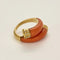 Bague 54 Bague en or jaune 750 sertie de cabochons de corail et diamants 58 Facettes LP1403/