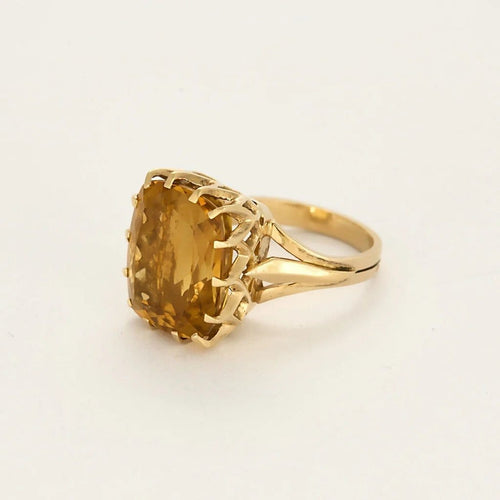 Bague 55 La Citrine Mandarine - Bague en or jaune 750 sertie de citrine 58 Facettes LP1415/