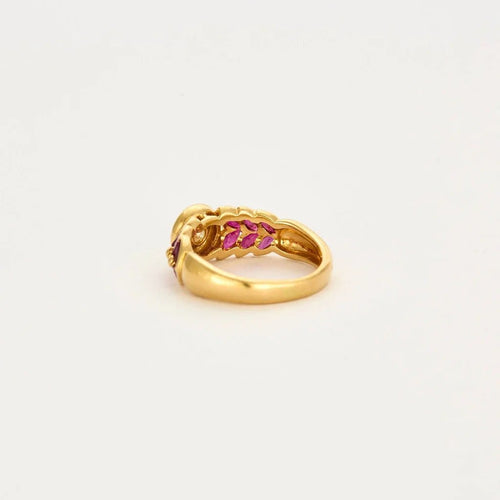 Bague 51.5 Bague en or jaune sertie d’un diamant et de rubis 58 Facettes LP779/13