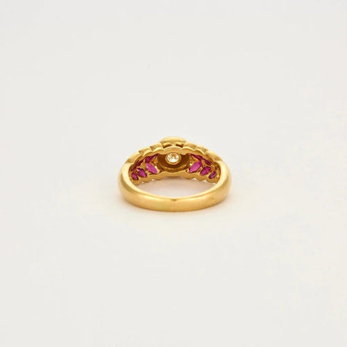 Bague 51.5 Bague en or jaune sertie d’un diamant et de rubis 58 Facettes LP779/13