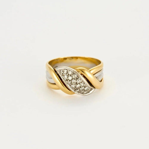 Bague 55 Bague en or jaune et blanc 18 ct sertie de diamants 58 Facettes LP983/13
