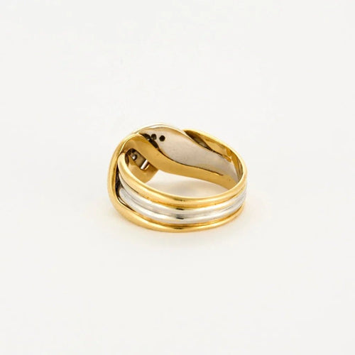 Bague 55 Bague en or jaune et blanc 18 ct sertie de diamants 58 Facettes LP983/13