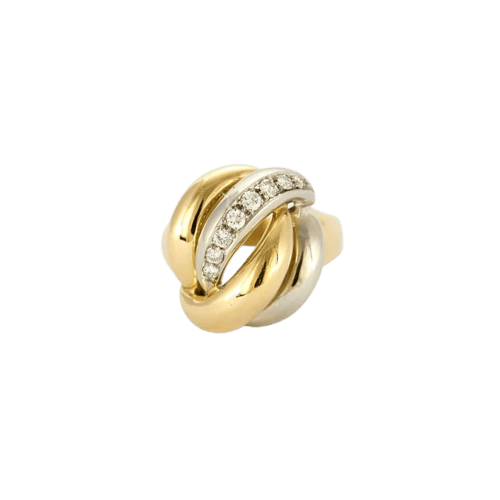 Bague 52.5 Senorita - Bague dôme tressée en or jaune et blanc, diamants 58 Facettes LP965/13