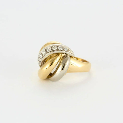 Bague 52.5 Senorita - Bague dôme tressée en or jaune et blanc, diamants 58 Facettes LP965/13