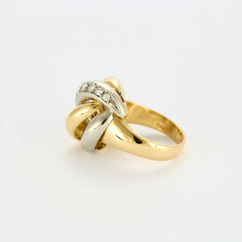 Bague 52.5 Senorita - Bague dôme tressée en or jaune et blanc, diamants 58 Facettes LP965/13