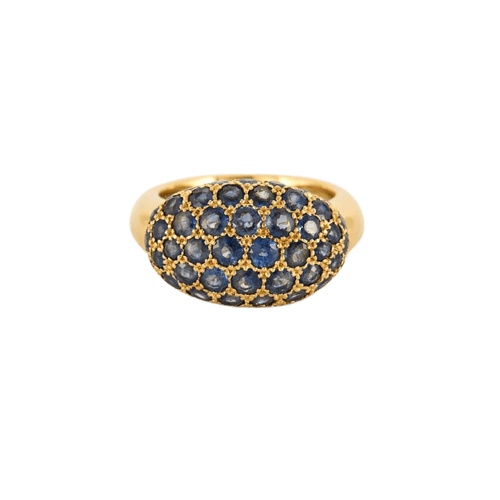 Bague 54 Bague dôme en or jaune 18 carats pavée de saphirs birmans 58 Facettes LP1065/12