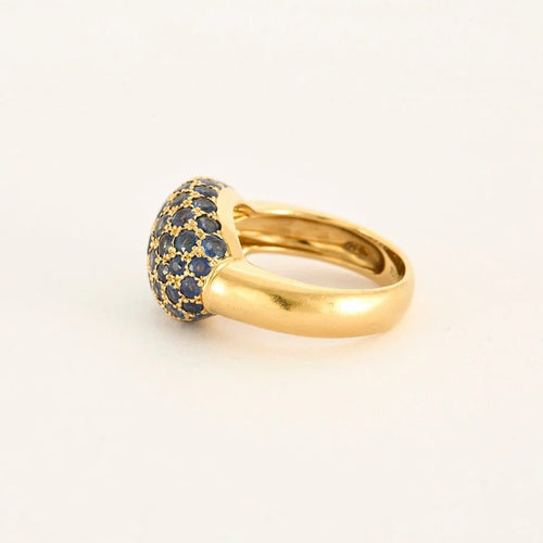 Bague 54 Bague dôme en or jaune 18 carats pavée de saphirs birmans 58 Facettes LP1065/12
