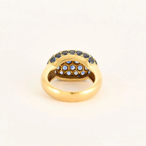 Bague 54 Bague dôme en or jaune 18 carats pavée de saphirs birmans 58 Facettes LP1065/12