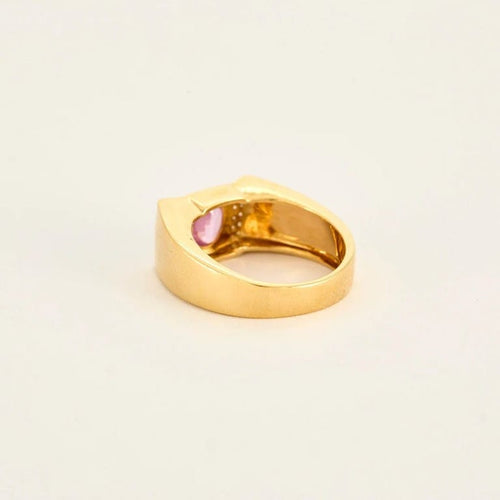 Bague 55.5 Bague en or jaune 18K avec saphir rose et diamants 58 Facettes LP1054/12