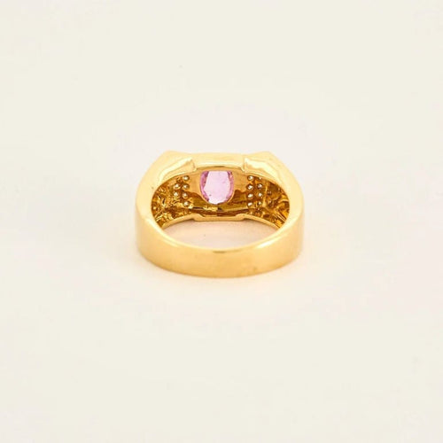Bague 55.5 Bague en or jaune 18K avec saphir rose et diamants 58 Facettes LP1054/12