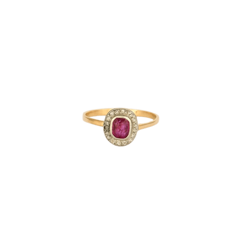 Bague 56 Bague en or jaune et blanc 18K rubis et diamants 58 Facettes LP1111/13