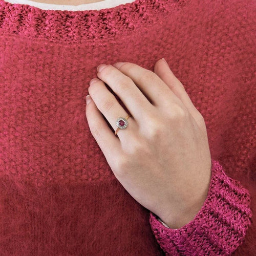Bague 56 Bague en or jaune et blanc 18K rubis et diamants 58 Facettes LP1111/13