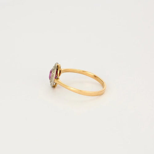 Bague 56 Bague en or jaune et blanc 18K rubis et diamants 58 Facettes LP1111/13