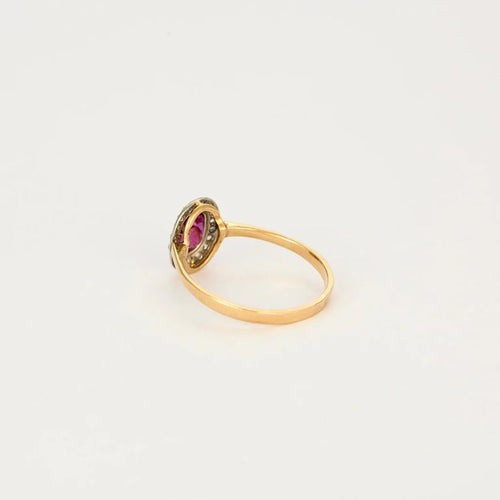 Bague 56 Bague en or jaune et blanc 18K rubis et diamants 58 Facettes LP1111/13