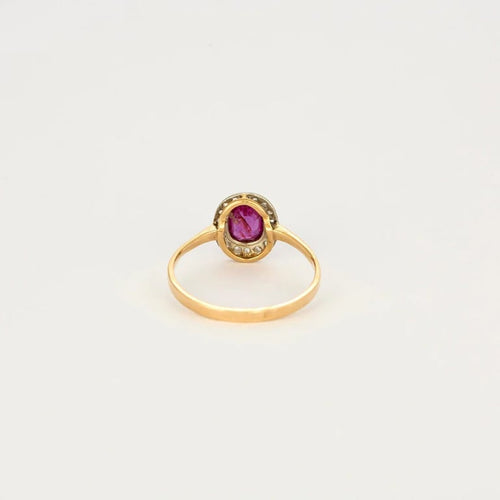 Bague 56 Bague en or jaune et blanc 18K rubis et diamants 58 Facettes LP1111/13