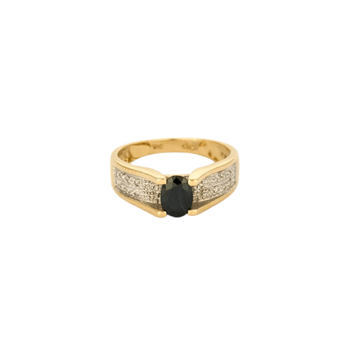 Bague 56 Bague en or jaune et blanc 18 carats avec saphir et diamants 58 Facettes LP1241/11