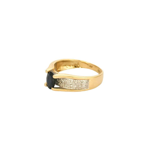 Bague 56 Bague en or jaune et blanc 18 carats avec saphir et diamants 58 Facettes LP1241/11