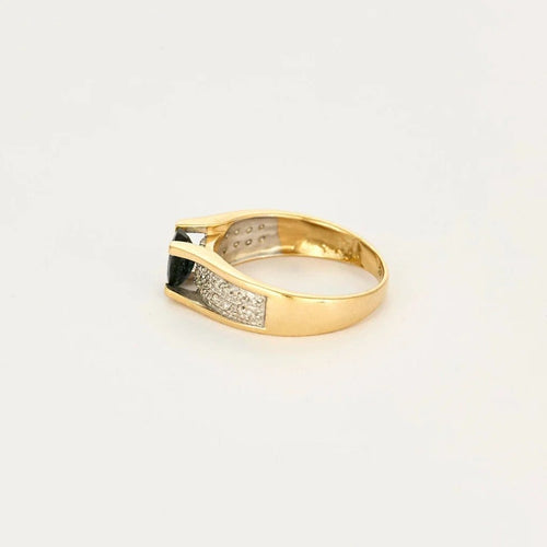 Bague 56 Bague en or jaune et blanc 18 carats avec saphir et diamants 58 Facettes LP1241/11
