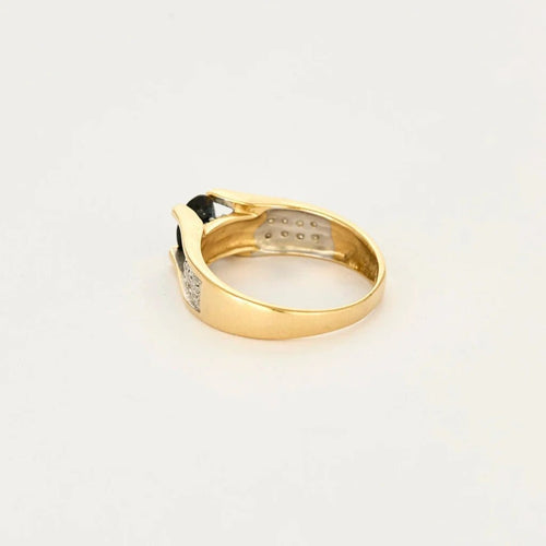 Bague 56 Bague en or jaune et blanc 18 carats avec saphir et diamants 58 Facettes LP1241/11