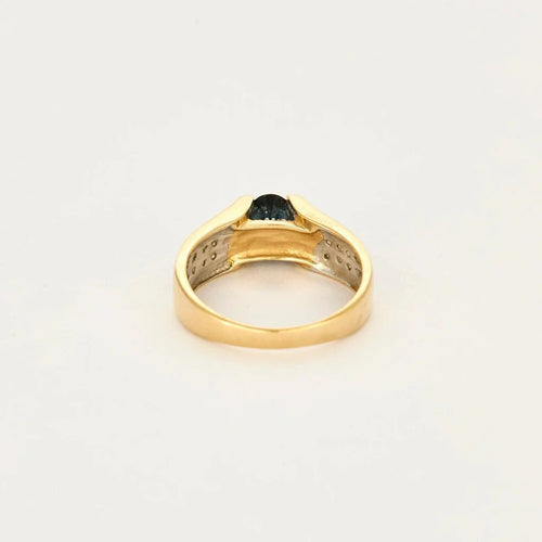 Bague 56 Bague en or jaune et blanc 18 carats avec saphir et diamants 58 Facettes LP1241/11