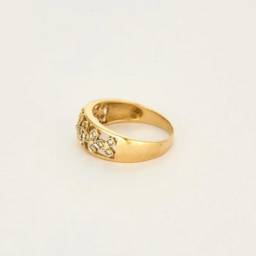 Bague 58 Bague jonc motif floral en or jaune 18K et diamants 58 Facettes LP1204/11