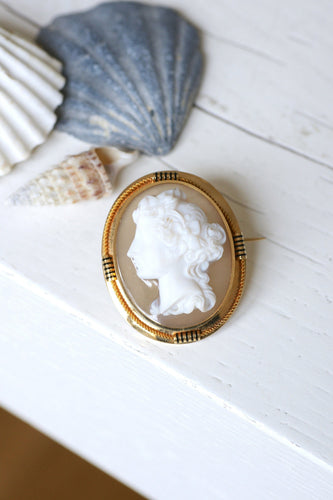 Broche Broche ancienne en or jaune et camée agate 58 Facettes