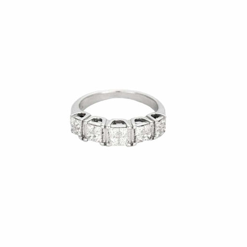 Bague 49.5 Bague en or blanc 585 et diamants taille princesse 58 Facettes LP264/13