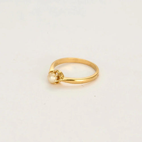 Bague 54 Bague solitaire jonc en or jaune 750 sertie d’une perle de culture 58 Facettes LP1271/BET