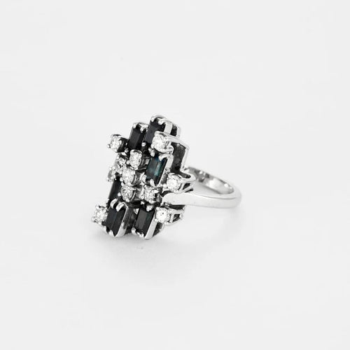 Bague 50 Bague style Art déco en or blanc 750, saphirs et diamants 58 Facettes LP1243/11