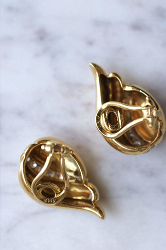 Boucles d'oreilles Boucles d'oreilles clip flamme en or jaune 18kt et diamants 58 Facettes